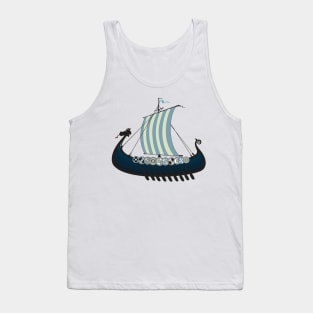 Blue viking ship Tank Top